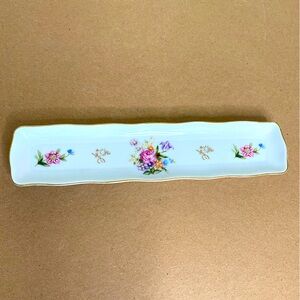 EUC Vtg Porcelain Flowered Trinket Tray Made in Japan Dish